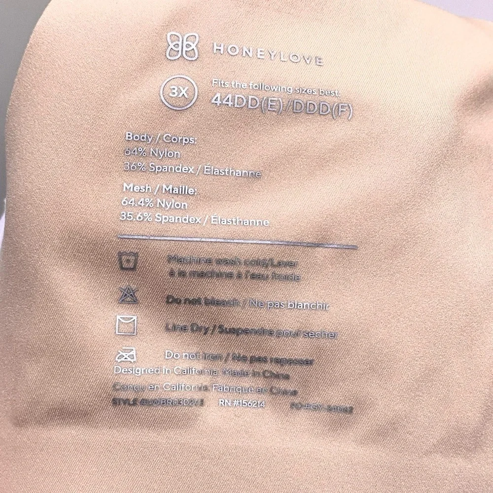 Honeylove Crossover Bra white/nude 44 E/F (DD /DDD) NWOT